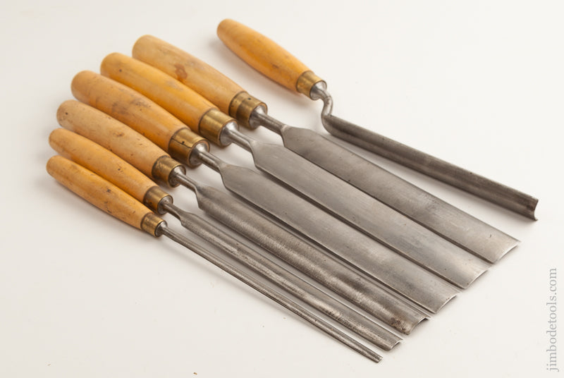 Beautiful Set of Seven MARPLES Boxwood-Handled Gouges - 73921R