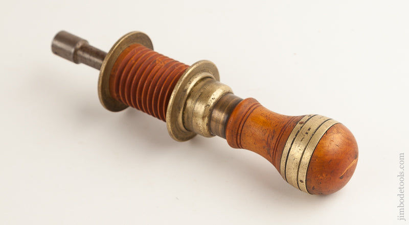 Stunning 8 3/4 inch Boxwood and Brass Italian Bow Drill - 74089U