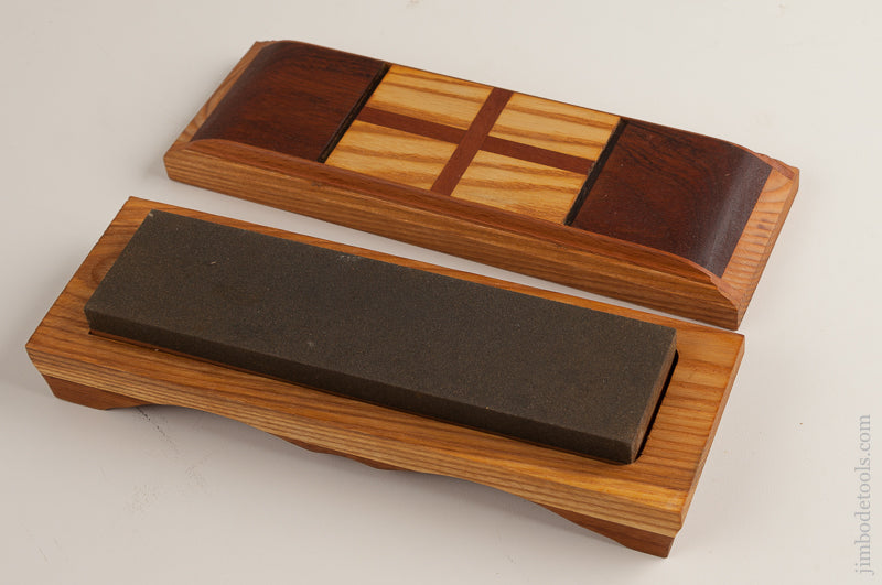 Fancy 3 x 9 1/2 inch Wooden Box with Inlay and Fresh 2x8 inch Stone - 74095