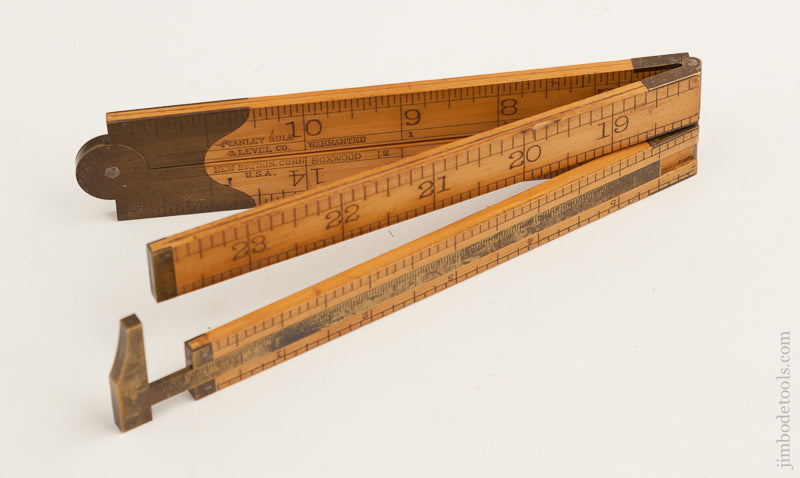 Rare And Mint! STANLEY No. 83C 2 Foot 4 Fold Boxwood and Brass Caliper Rule - 74177R