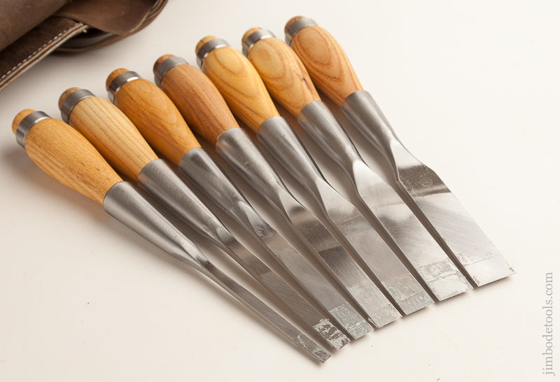 MINT Set of Seven BARR Heavy Duty Hand forged Socket Firmer Chisels in Leather Roll    74497 - 74497
