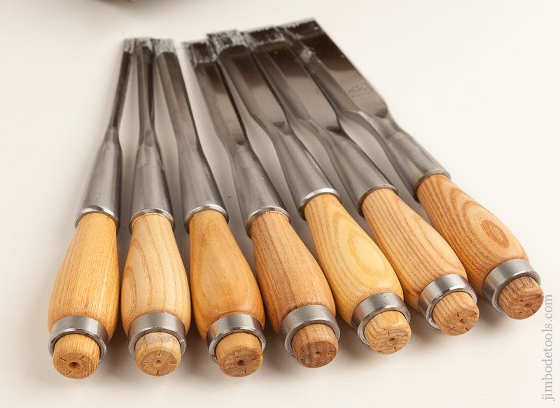 MINT Set of Seven BARR Heavy Duty Hand forged Socket Firmer Chisels in Leather Roll    74497 - 74497