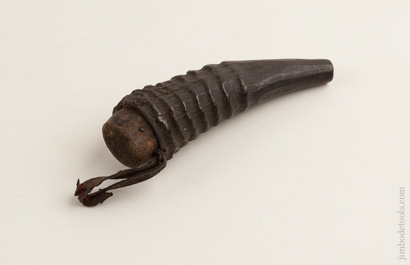 Early 4 3/8 inch Powder Flask Made From a Horn - 74738R