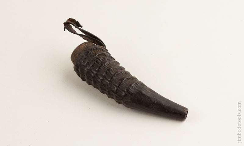 Early 4 3/8 inch Powder Flask Made From a Horn - 74738R