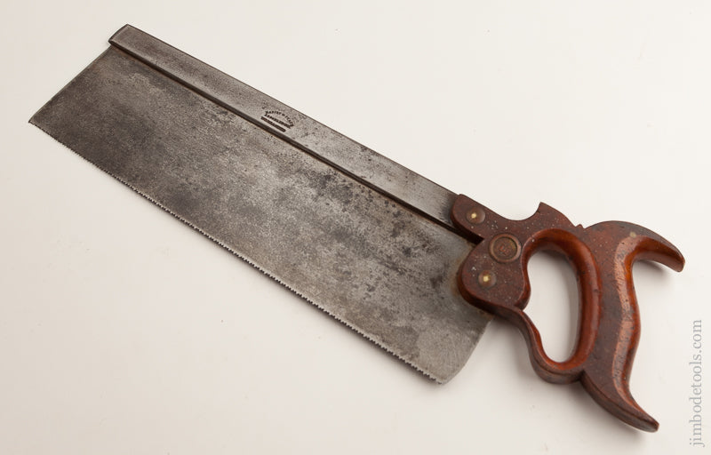 13 point 14 inch Crosscut HARVEY W. PEACE BROOKLYN NY Back Saw circa 1861-83 - 74836