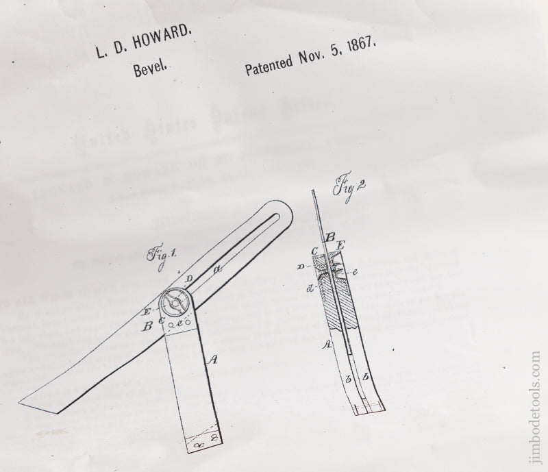 8 inch Rosewood and Brass HOWARD'S 1867 PATENT Bevel and Level by STAR TOOL CO. MIDDLETOWN CT.    74854R - 74854R