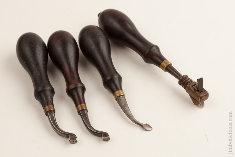 Four GOMPH Rosewood Handled Leather Tools EXTRA FINE   74953 - 74953