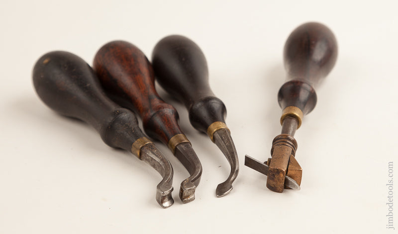 Four GOMPH Rosewood Handled Leather Tools EXTRA FINE   74953 - 74953
