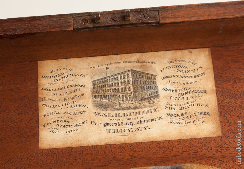 W. & L.E. GURLEY TROY NY October 16, 1883 Patent Precision 18 inch Telescoping Surveyor's Wye Level FINE in Original Box  - 75243