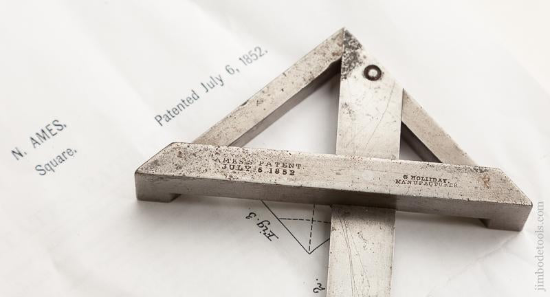 AMES July 6, 1852 Patent HOLLIDAY Six inch Size Try Square - 75250