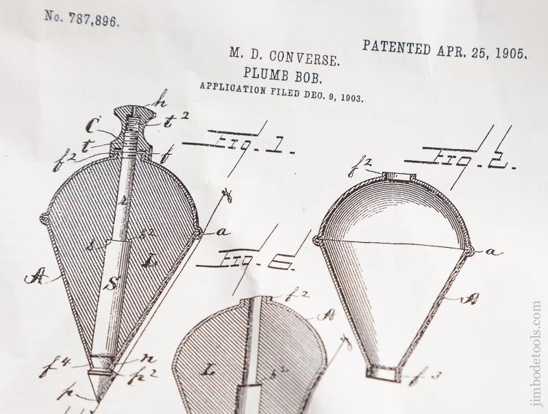 CONVERSE April 25, 1905 Patent TOWER & LYON Four inch Plumb Bob MINT in Original Case - 75251