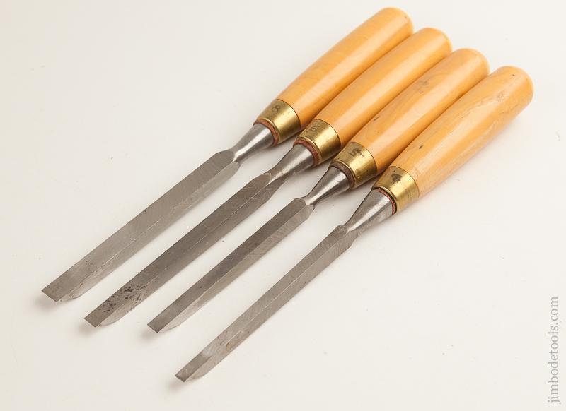 UNUSED Set of Four ROBERT SORBY Boxwood Handled Mortise Chisels NEW OLD STOCK - 75270