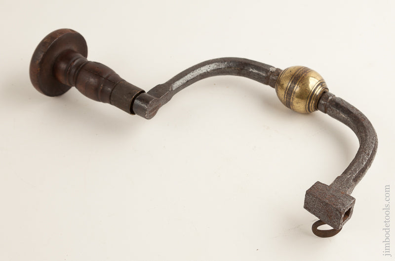 18th Century Iron Brace with Engraved Brass Ball * 75462