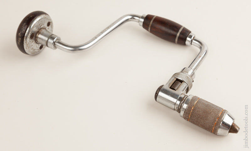 Pewter Ringed! STANLEY No. 923 Bit Brace 10 inch With Decal NEAR MINT in its Original Basket Weave Box     75481R - 75481R