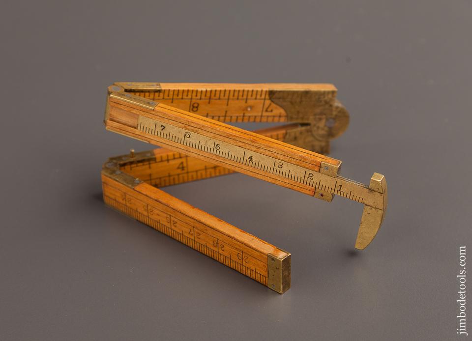 STANLEY No. 32 Boxwood and Brass One Foot Four Fold Carpenter's Caliper Rule - 75643