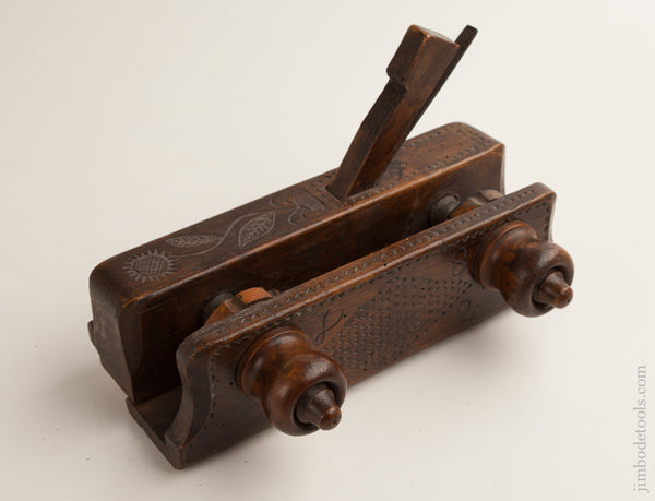 Awesome! Carved, Decorated, and Dated 1862 Moving Filletster Plane GOOD+ - 75799