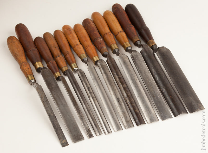 Set of 12 BUCK BROS Patternmaker's Crank Neck Gouges - 75828
