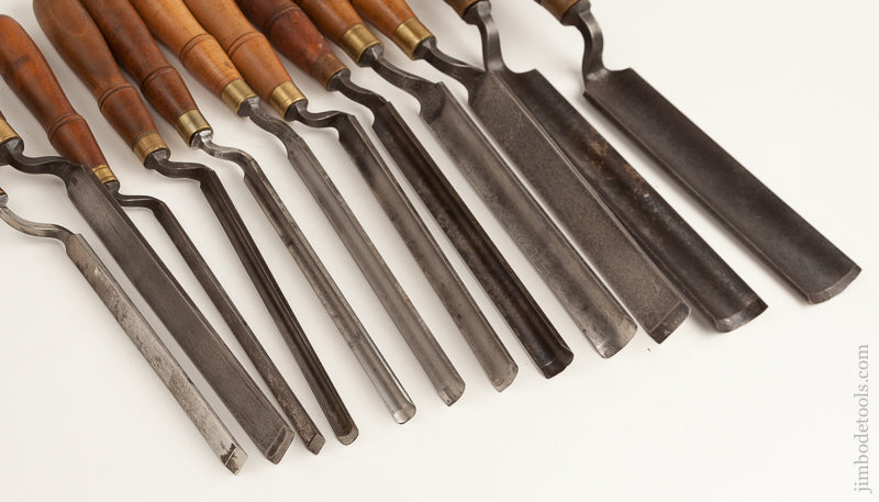 Set of 12 BUCK BROS Patternmaker's Crank Neck Gouges - 75828