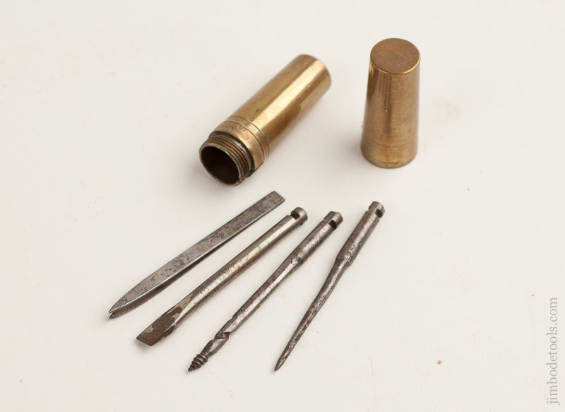 3 1/8 inch Brass Tool Handle with Three Bits and Tweezers - 75872R