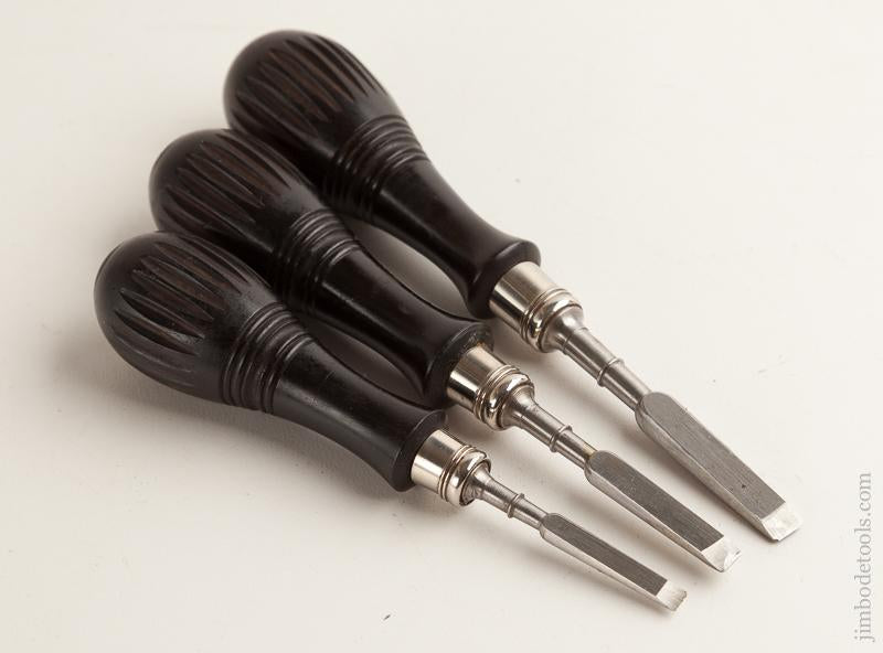 Drop Dead Stunning! Set of Three Ebony Gunsmith's Screwdrivers - 75892U