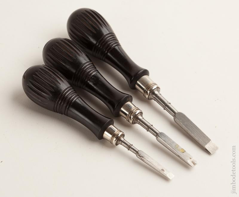 Drop Dead Stunning! Set of Three Ebony Gunsmith's Screwdrivers - 75892U