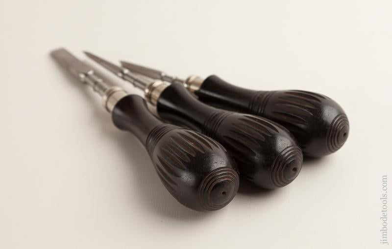 Drop Dead Stunning! Set of Three Ebony Gunsmith's Screwdrivers - 75892U