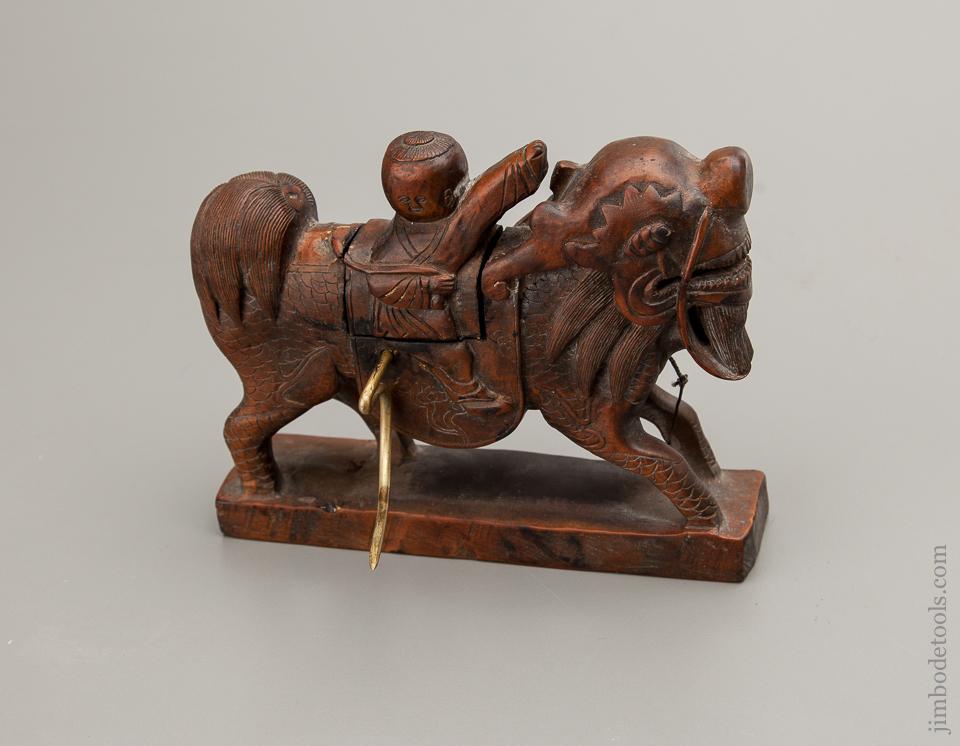 Elaborate Carved Chinese Ink Line of Animal with Rider - 76021U