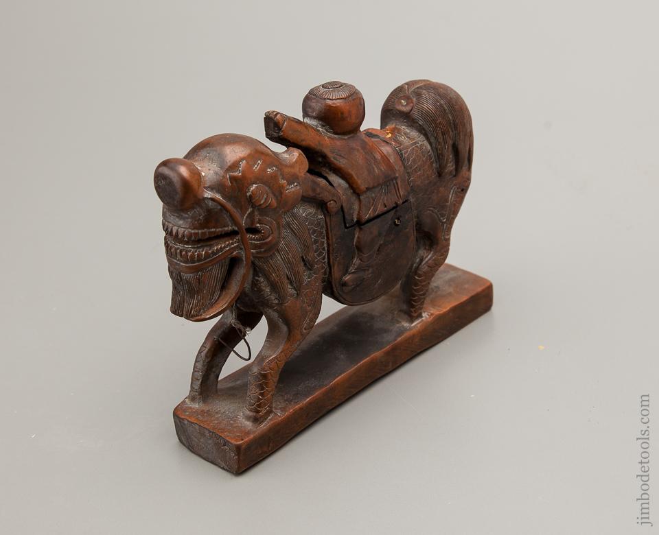 Elaborate Carved Chinese Ink Line of Animal with Rider - 76021U