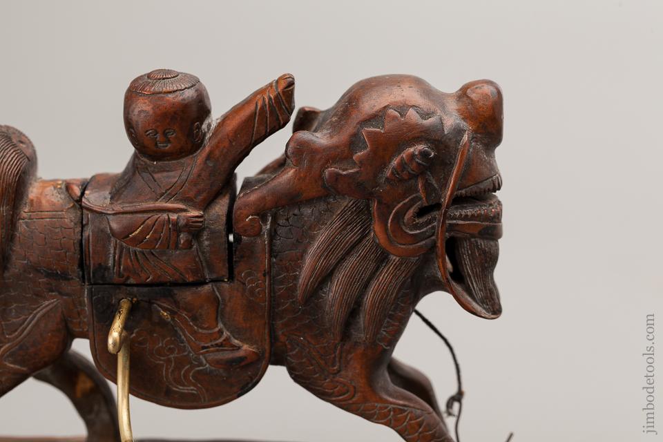 Elaborate Carved Chinese Ink Line of Animal with Rider - 76021U