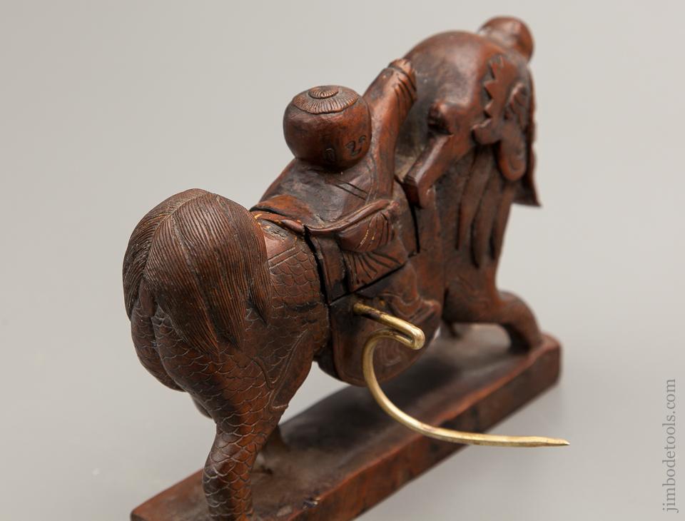 Elaborate Carved Chinese Ink Line of Animal with Rider - 76021U