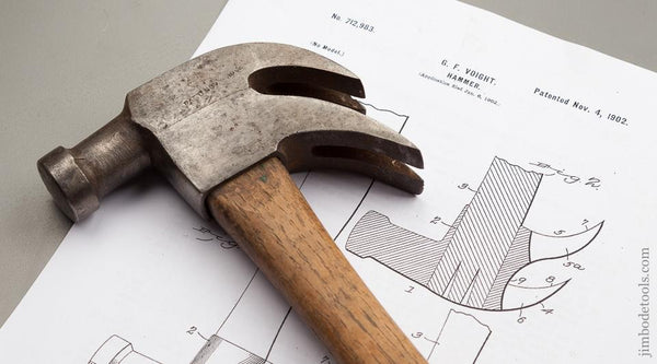 VOIGH November 4, 1902 Patent Double Claw Hammer with Original 13 inch Handle - 76076