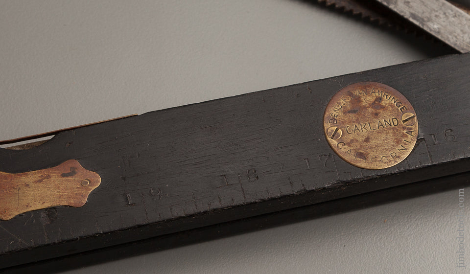 VAN AMRINGE May 24, 1887 Patent Ebony Combination Bevel COMPLETE with Saw! - 76086U - AS OF OCT. 3