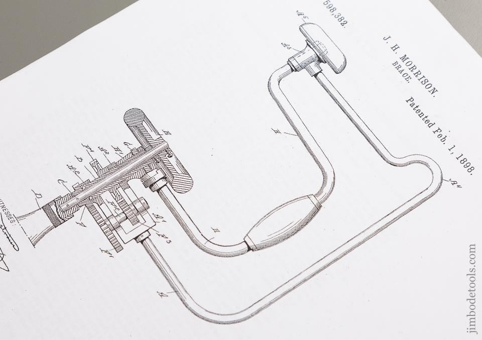 Rare! MORRISON AZ TERRITORY February 1, 1898 Patent Multi-speed Brace FINE - 76112