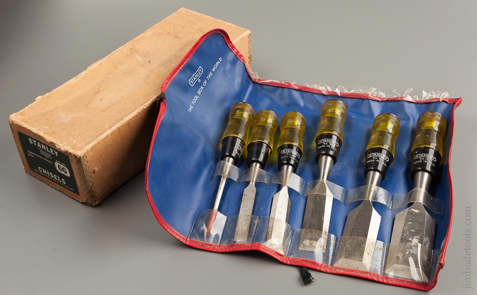 Set of Six STANLEY No. 66 Chisels NEAR NEW with Roll in Original Box - 76149