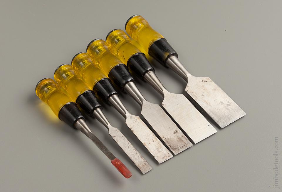 Set of Six STANLEY No. 66 Chisels NEAR NEW with Roll in Original Box - 76149