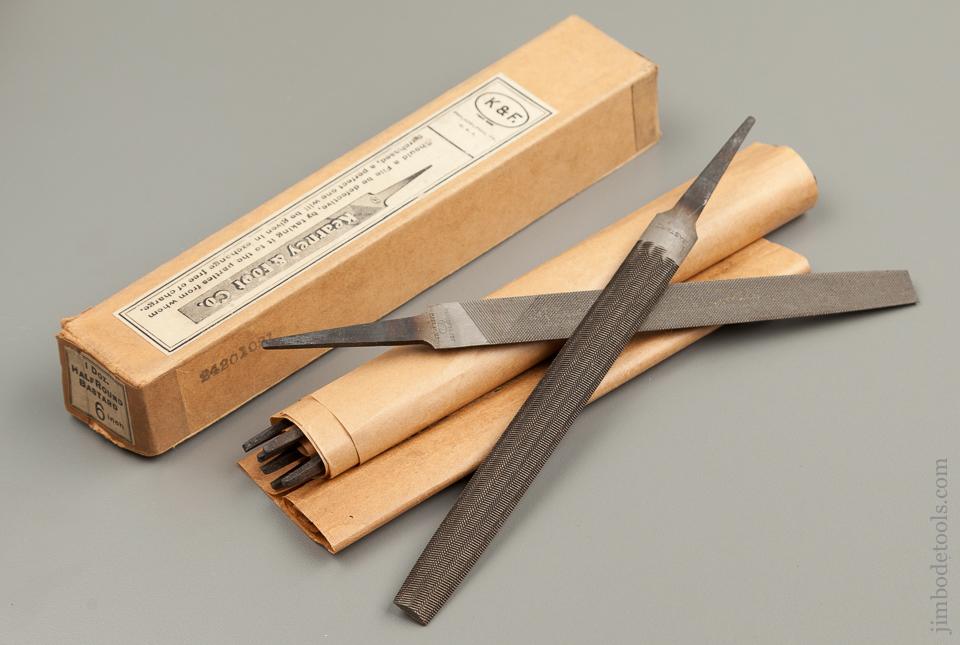Eight KEARNEY & FOOT Six inch Half Round Bastard Files MINT in Original Box NEW OLD STOCK - 76175