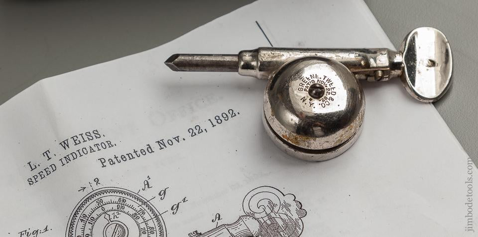 Fine GREENE, TWEED & CO. N.Y. Speed Indicator in Original Box Rings Bell At Each Revolution of The Dial - 76186R