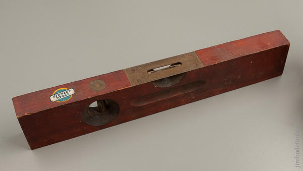 14 inch STANLEY NO. 104 Cherry Wood Carpenter's Plumb and Level with Decal - 76204R