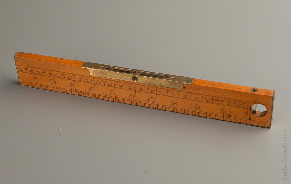 Twelve inch RABONE-Style Boxwood and Brass Rule and Level NEAR MINT - 76268