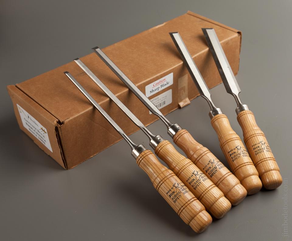 Set of Five BUCK BROS Tang Chisels MINT in Original Box - 76279