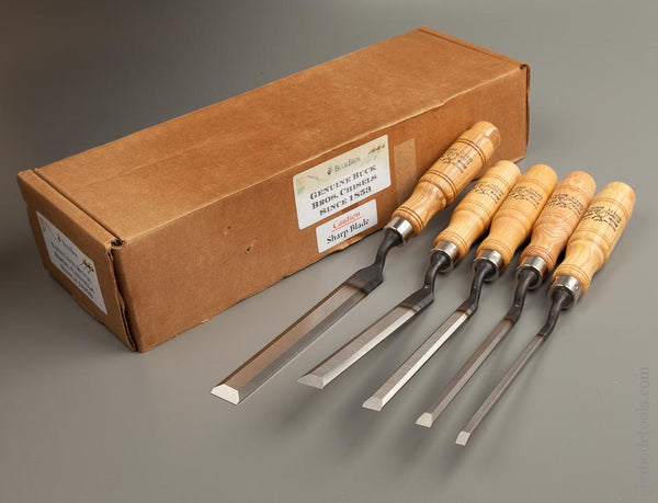 UNUSED Set of Five BUCK BROTHERS Crank Neck Chisels DEAD MINT in Original Box - 76280