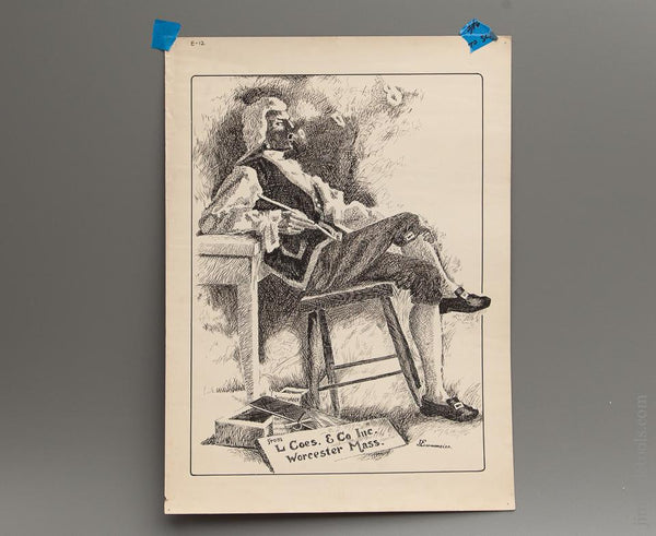 1910 Era L. COES WRENCH COMPANY Worcester MA Artist-Signed Original A 11x15 inch advertising Pen & Ink Art - 76305 