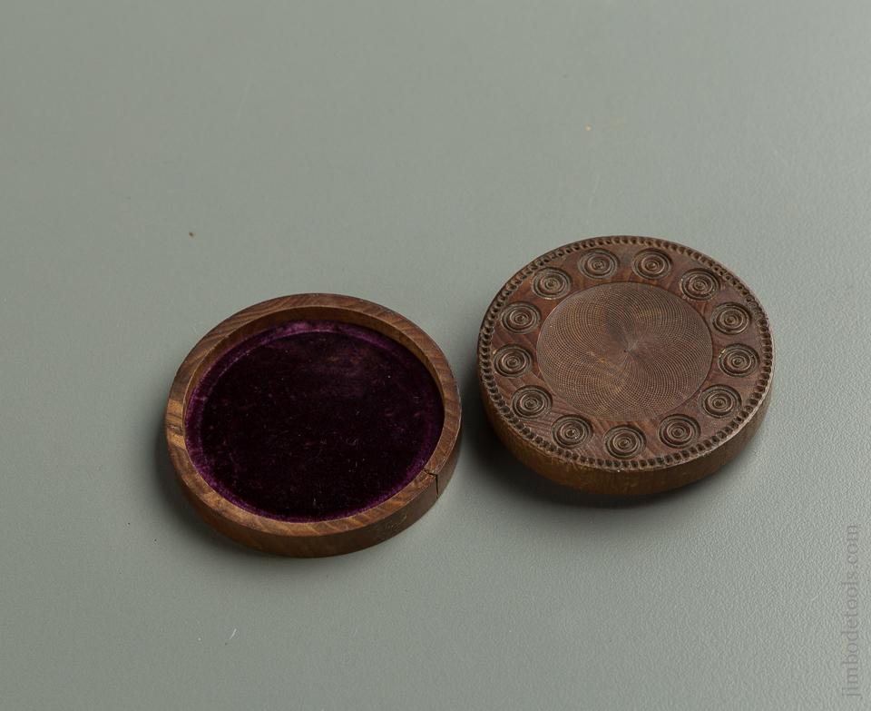 Beautiful Ornamentally Turned Wooden Box with Purple Velvet Lining - 76511R