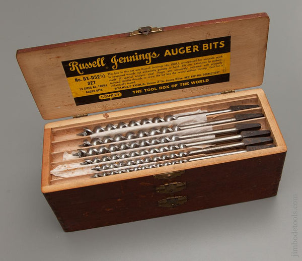 Complete Set of 13 RUSSELL JENNINGS Auger Bits in Original 3 Tiered Box NEAR NEW with Wrappers! - 76657