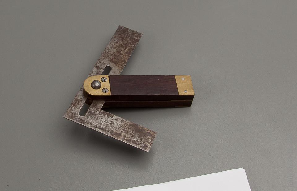 SHELLEEY's Patent April 5, 1864 STANLEY No. 24 Rosewood and Brass Square and Bevel 4 inch - 76661