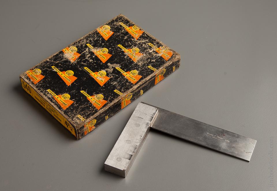 4 1/2 inch BROWN & SHARPE No. 540 Hardened Steel Square in Original Box - 76753