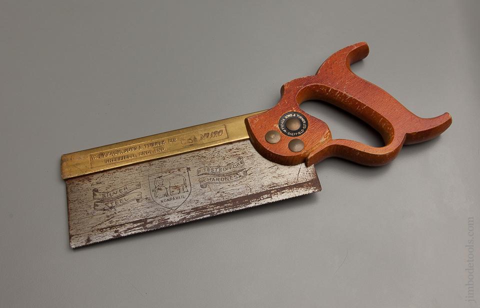 20 point 8 inch Rip W. TYZACK, SONS & TURNER LTD. No. 120 Brass Back Saw USED ONCE!  - 76870R