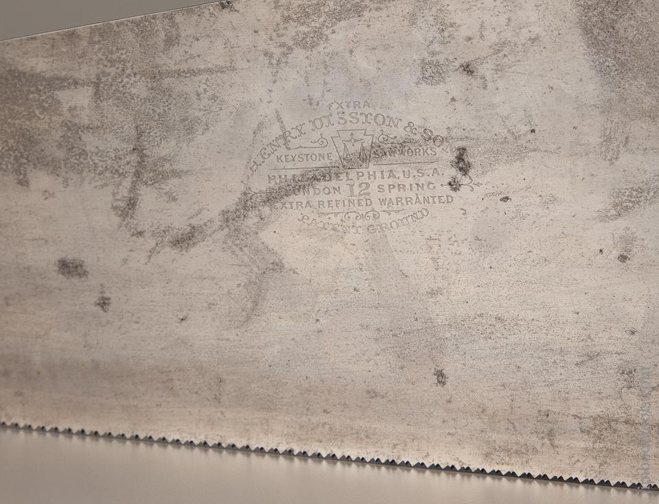 12 point 26 inch Crosscut DISSTON No. 12 London Spring Hand Saw with 1888-96 Medallion LIKE NEW - 76890