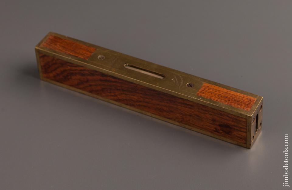 Eight inch STRATTON Patent March 1, 1870 Rosewood and Brass Fully Bound Plumb and Level - 76929