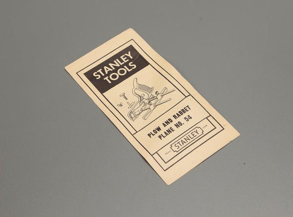 Instructions for STANLEY TOOLS Plow and Rabbet Plane No. 54 - 77068R